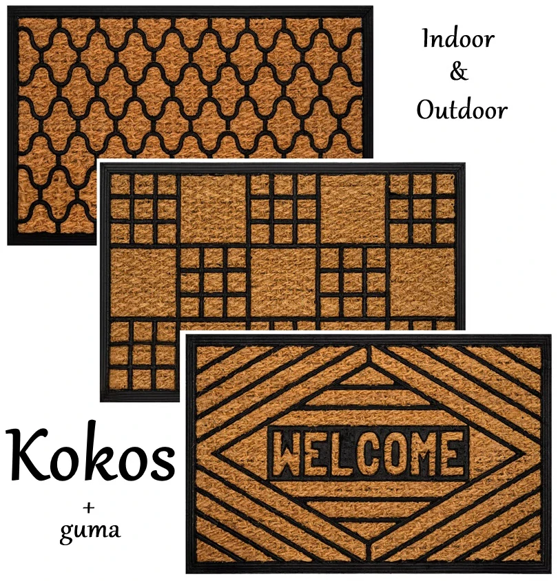 Čistící kokosová rohožka s náběhem - Kokos + Guma