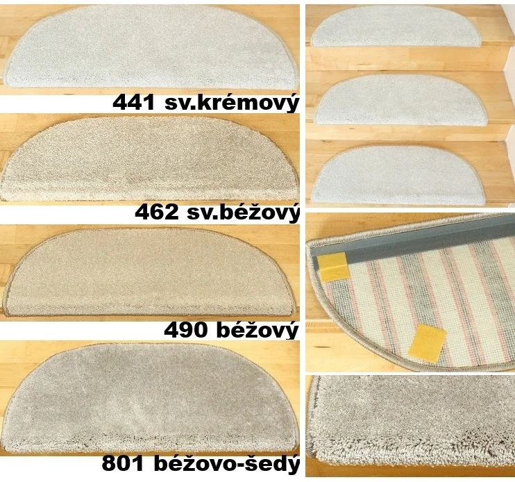 Nášlapy na schody shaggy Silk světlé béžové 4 barvy