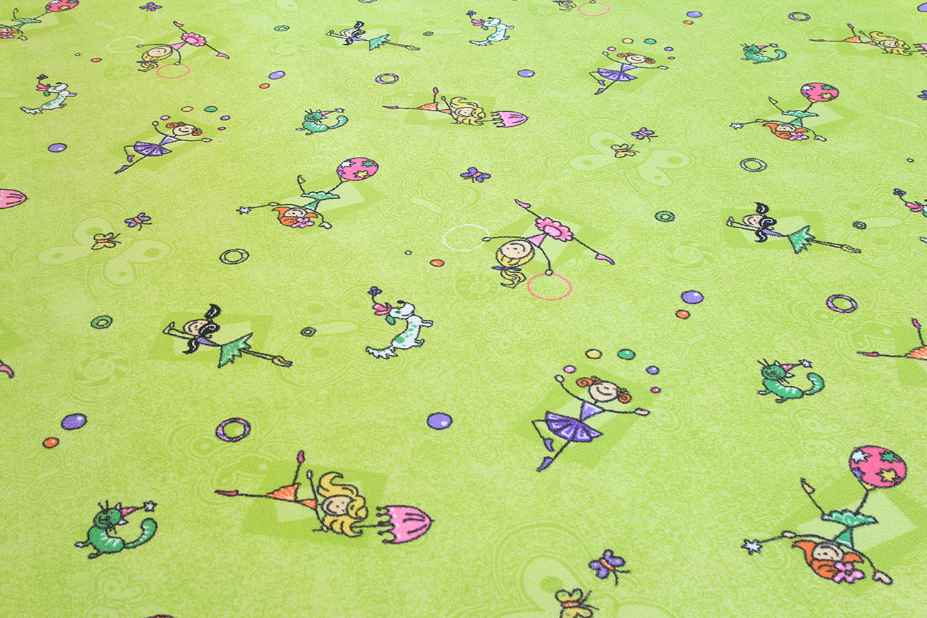 Dětský koberec v metráži Happy new 232 zelený DOPRODEJ