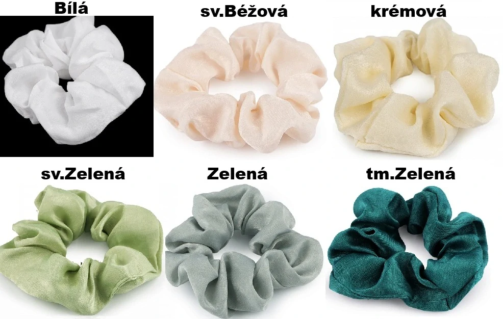 Sametové Scrunchie gumičky do vlasů - Bílé