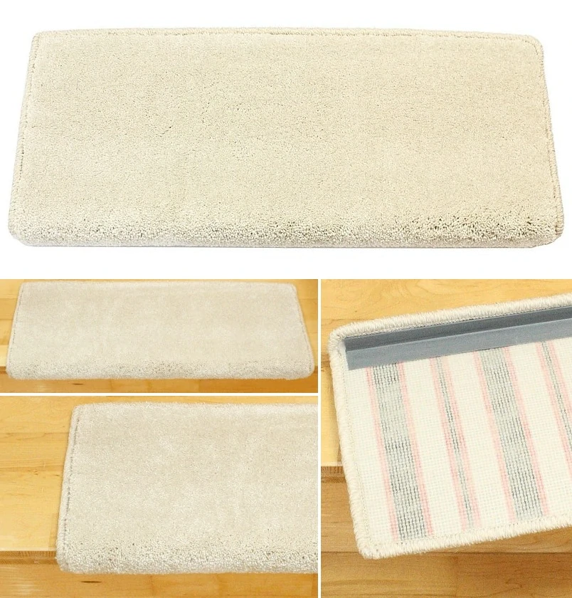 Nášlapy na schody shaggy Silk světle šedé r. 65 x 24cm +3cm ohyb obdélníkové