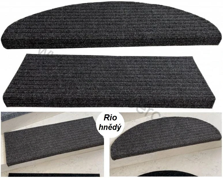 Nášlapy na schody Rio antracit obdélník 80 x 21cm +4cm ohyb
