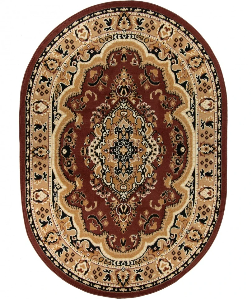 Oválný orientální koberec BCF E951 – zelený ovál 80 x 150 cm