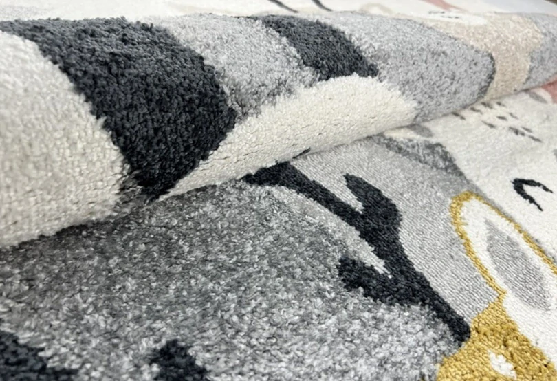 Kusový koberec Happy Zvířátka AN-C56 ZOO krémová-béžová, bílá-šedá, bílá-růžová rozměr 80 x 150cm