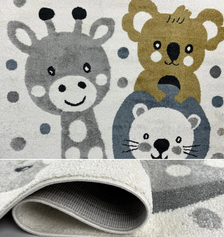 Kusový koberec Happy Zvířátka AN-C56 ZOO bílý se šedým slonem 160 x 230cm