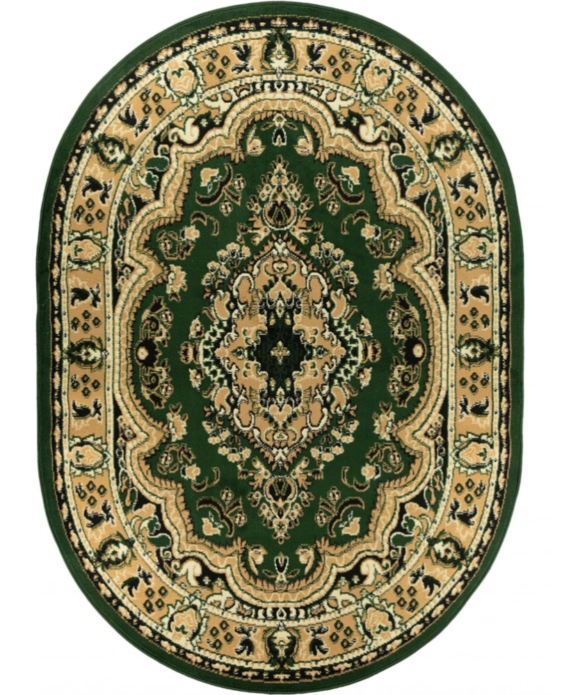 Oválný orientální koberec BCF E951 – zelený ovál 80 x 150 cm