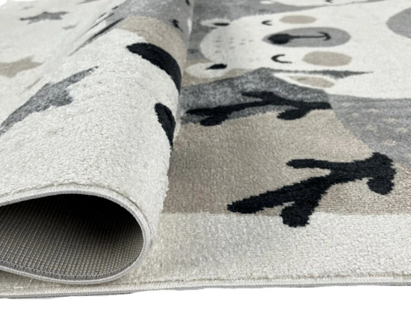 Kusový koberec Happy Zvířátka AN-C56 ZOO krémová-béžová, bílá-šedá, bílá-růžová rozměr 80 x 150cm