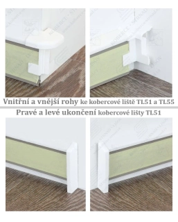 Rohy ke kobercové liště tl-55 bílá