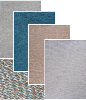 Kusové koberce Buklé 6365A modrošedé, tyrkysové, hnědé a šedé