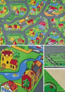 Dětský koberec v metráži Little village se silnicemi