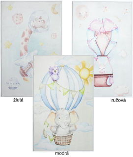 Dětské kusové koberce Zajíc a Slon v balónu a Žirafa ve vesmíru
