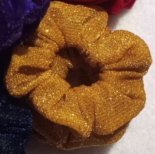 Scrunchie gumičky do vlasů - Třpytivý úplet Zlatý
