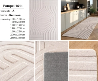 Plyšový koberec Pompei 1611 krémový rozměr 80 x 150cm