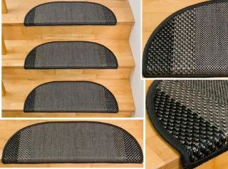 Nášlapy na schody Buklé 301 šedé 65x24+3cm půlkruhové