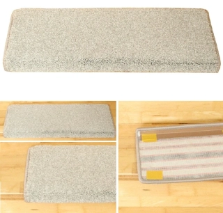 Nášlapy na schody shaggy Silk béžové r. 65 x 24cm +3cm ohyb obdélníkové