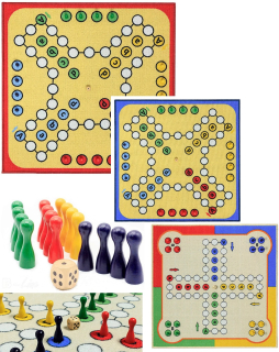 Dětský koberec Člověče nezlob se - 80 x 80cm modrý