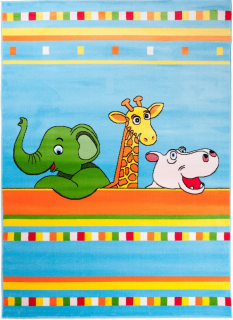 Dětský koberec Happy ZOO zvířátka světle modrý